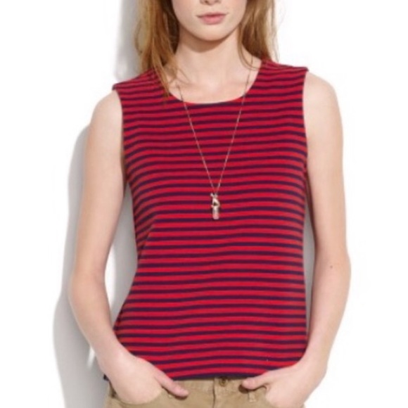 Madewell Crew Neck Striped Sleeveless Tank Top - Picture 6 of 7